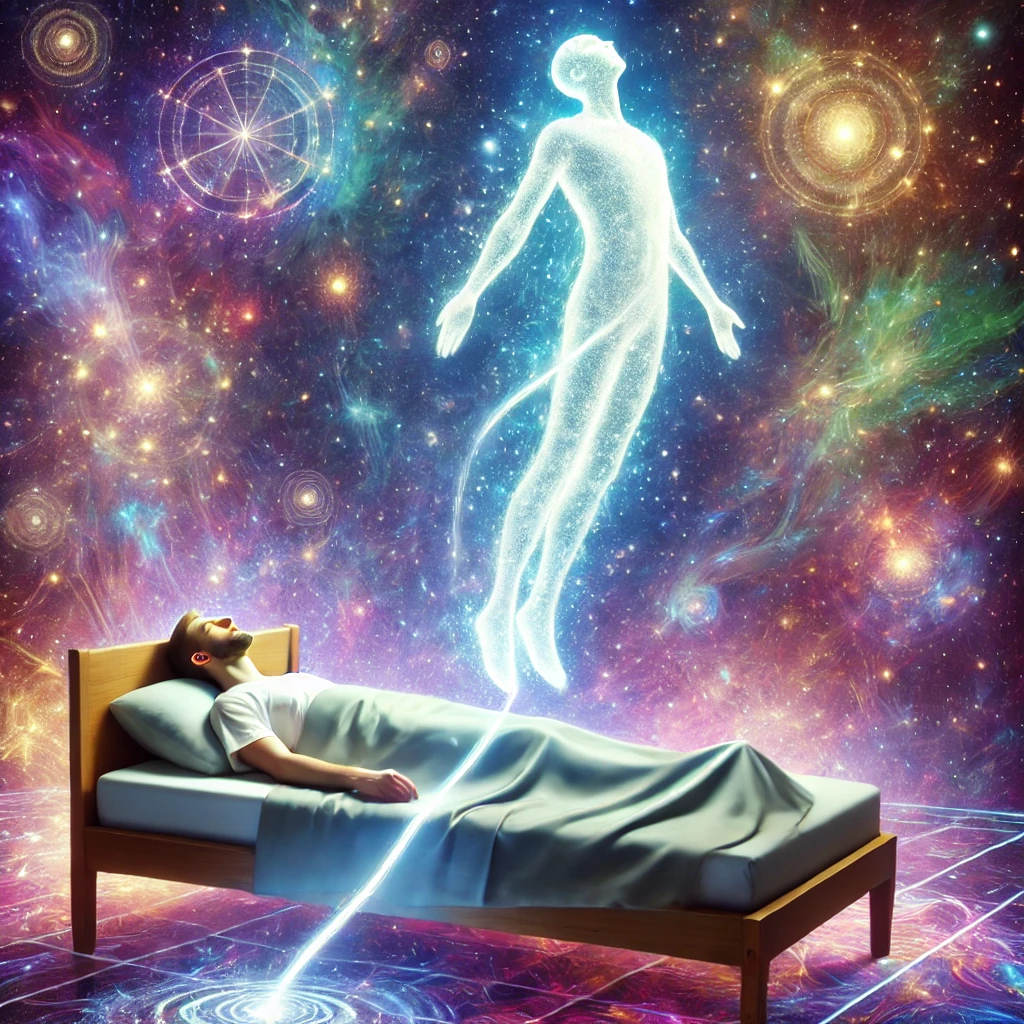 astral travel, featuring a glowing,soul travel